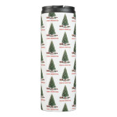 Prettig kerstfeest. Kerstboom (ontwerp 1) met cade Thermosbeker (Achterkant)