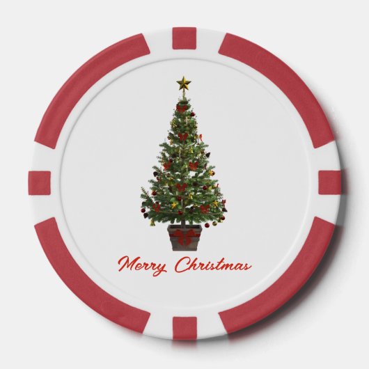 Prettig kerstfeest. Kerstboom Poker Chips (Voorkant)