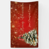 Prettig kerstfeest,Kerstboom,Rood Spandoek (Verticaal)
