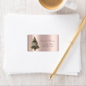 Prettig Kerstfeest,Kerstboom, Roze Goud Etiket (Insitu)