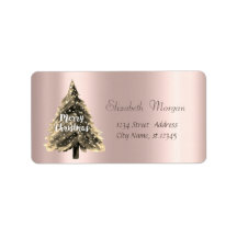 Prettig Kerstfeest,Kerstboom, Roze Goud