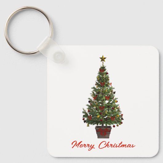 Prettig kerstfeest. Kerstboom Sleutelhanger (Voorkant)
