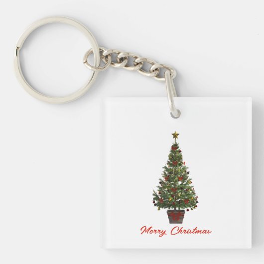 Prettig kerstfeest. Kerstboom Sleutelhanger (Voorkant)