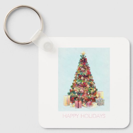 Prettig kerstfeest. Kerstboom Sleutelhanger (Voorkant)