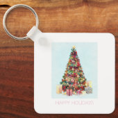 Prettig kerstfeest. Kerstboom Sleutelhanger (Voorkant)