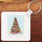 Prettig kerstfeest. Kerstboom Sleutelhanger (Achterkant)