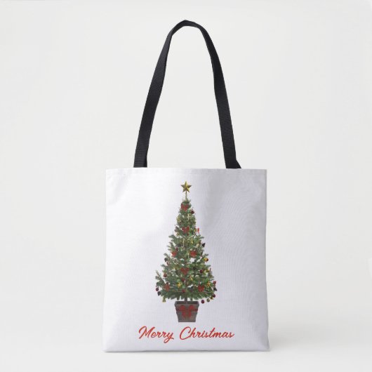 Prettig kerstfeest. Kerstboom Tote Bag (Voorkant)