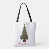 Prettig kerstfeest. Kerstboom Tote Bag (Achterkant)