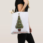 Prettig kerstfeest. Kerstboom Tote Bag (Dichtbij)