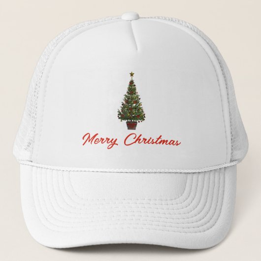 Prettig kerstfeest. Kerstboom Trucker Pet (Voorkant)