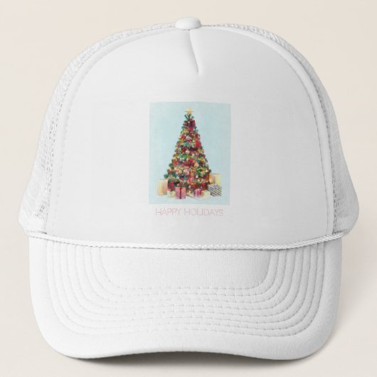 Prettig kerstfeest. Kerstboom Trucker Pet (Voorkant)