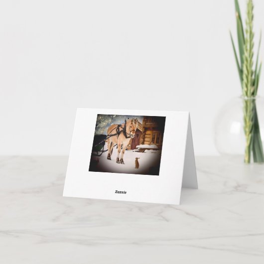 Prettig Kerstfeest Kerstdag boerderij met paard Feestdagen Kaart (Achterkant)