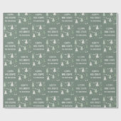 Prettig Kerstfeest Kerstdag Salie Groen Cadeaupapier (Vlak)