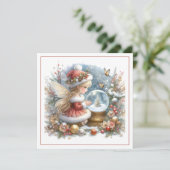 Prettig kerstfeest – Kerstelf met sneeuwbol (Staand voorkant)