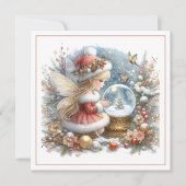 Prettig kerstfeest – Kerstelf met sneeuwbol (Voorkant)