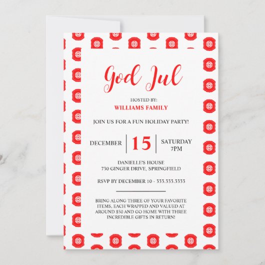 Prettig Kerstfeest Kerstfeest Uitnodiging Patroon (Voorkant)