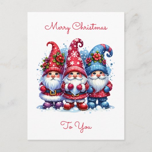 Prettig Kerstfeest | Kerstgnomes Feestdagenkaart (Voorkant)