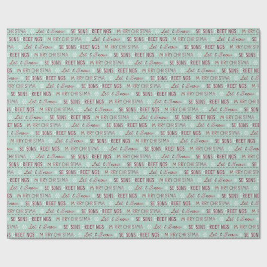 Prettig kerstfeest, kerstgroeten laat het sneeuwen cadeaupapier (Vlak)