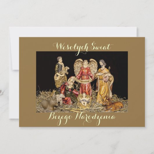 Prettig kerstfeest Kerstgroetkaart in het Pools Aankondiging (Voorkant)