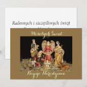 Prettig kerstfeest Kerstgroetkaart in het Pools Aankondiging (Voorkant / Achterkant)