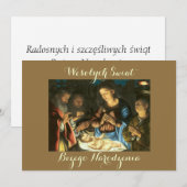 Prettig kerstfeest Kerstkaart in het Pools Aankondiging (Voorkant / Achterkant)