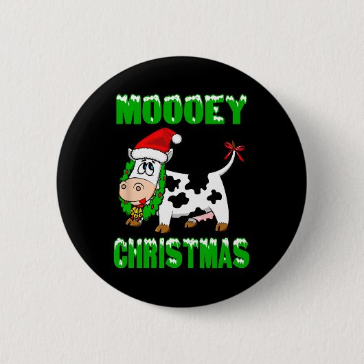 Prettig Kerstfeest - Kerstkoe Ronde Button 5,7 Cm (Voorkant)