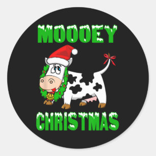 Prettig Kerstfeest - Kerstkoe Ronde Sticker