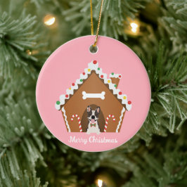 Prettig kerstfeest Kerstkoekjeshuis voor honden Keramisch Ornament