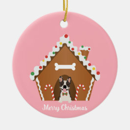 Prettig kerstfeest Kerstkoekjeshuis voor honden Keramisch Ornament