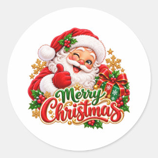 Prettig kerstfeest Kerstman 3 inch ronde sticker