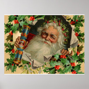 Prettig kerstfeest Kerstman Antiek klassiek Poster