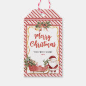 Prettig Kerstfeest Kerstman Arrenslee Sla Mutsstok Cadeaulabel (Voorkant)