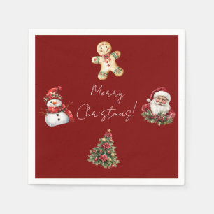 Prettig kerstfeest Kerstman Boom Kerstmis Servet