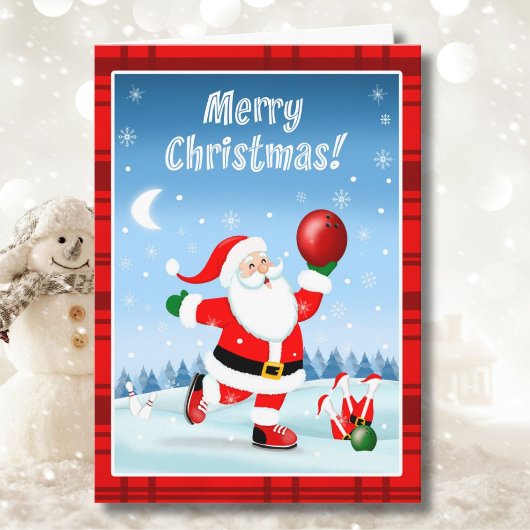 Prettig kerstfeest, Kerstman, Bowling Gelukkig Kaart