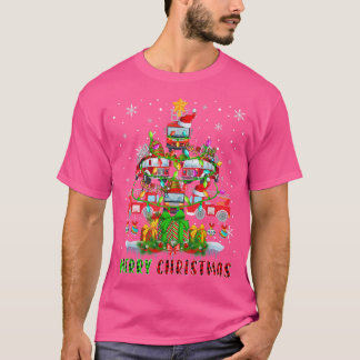 Prettig kerstfeest Kerstman brandweerwagens Kerstb T-shirt