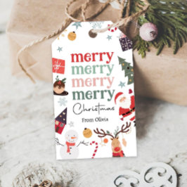 Prettig kerstfeest Kerstman Cadeau Familie Leraar Cadeaulabel