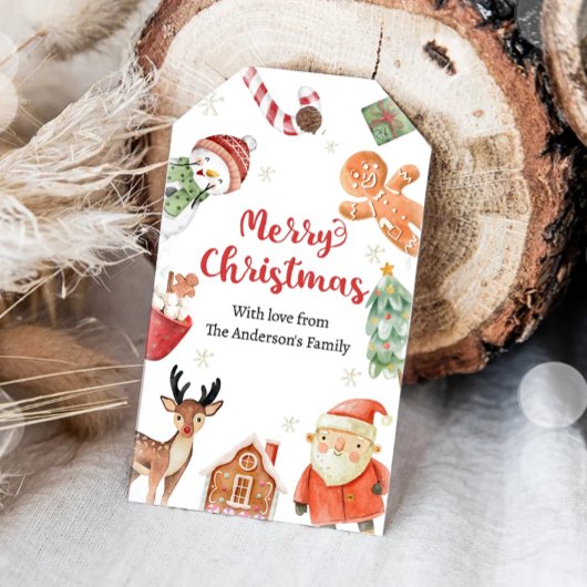 Prettig Kerstfeest Kerstman Cadeau Familie Leraar Cadeaulabel