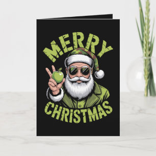 Prettig kerstfeest Kerstman Camo zonnebril Vrede X Kaart