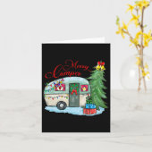 Prettig Kerstfeest Kerstman Camper Kamperen Truck  Kaart (Gele Bloem)