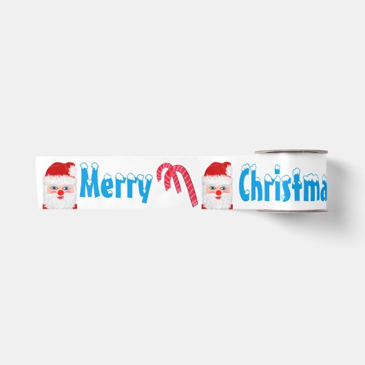 Prettig kerstfeest Kerstman Candy Canes 3" Satijnen Lint (Voorkant)