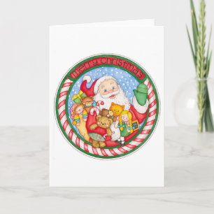 Prettig kerstfeest Kerstman Cirkel Kaart