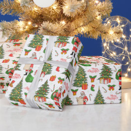 Prettig kerstfeest Kerstman controleert zijn lijst Cadeaupapier