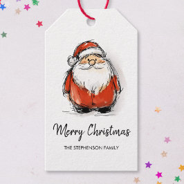 Prettig kerstfeest Kerstman Cute schetsillustratie Cadeaulabel