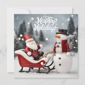 Prettig kerstfeest Kerstman en Sneeuwman Feestdagenkaart