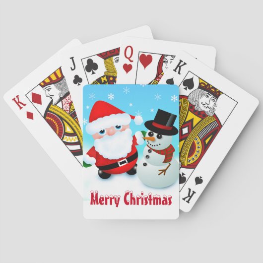 Prettig kerstfeest, Kerstman en Sneeuwman Pokerkaarten (Achterkant)