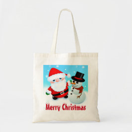 Prettig kerstfeest, Kerstman en Sneeuwman Tote Bag