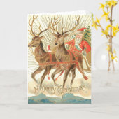Prettig kerstfeest (Kerstman en zijn rendieren) Kaart (Gele Bloem)
