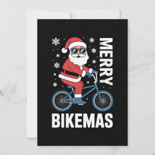 Prettig Kerstfeest Kerstman Fietst Fiets Sneeuwvlo Kaart