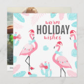 Prettig kerstfeest Kerstman Flamingo Vakantie Foto Feestdagenkaart (Voorkant / Achterkant)