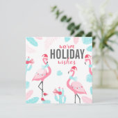 Prettig kerstfeest Kerstman Flamingo Vakantie Foto Feestdagenkaart (Staand voorkant)